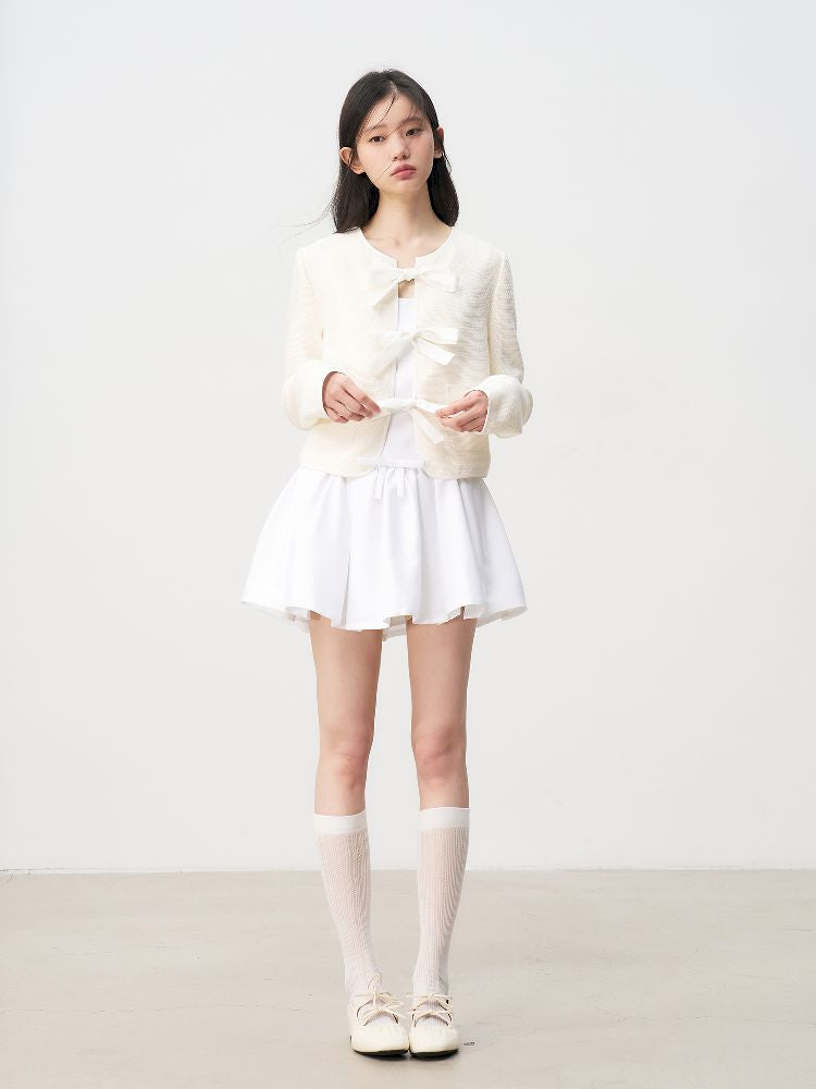 Bowknot Waisted A-line Puffy Short Dress【s0000011957】