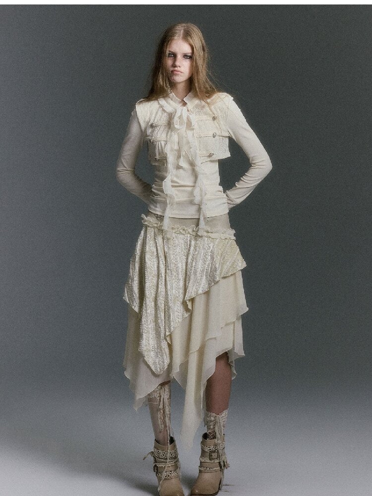 Palace Style Chiffon Patchwork Top【s0000019238】
