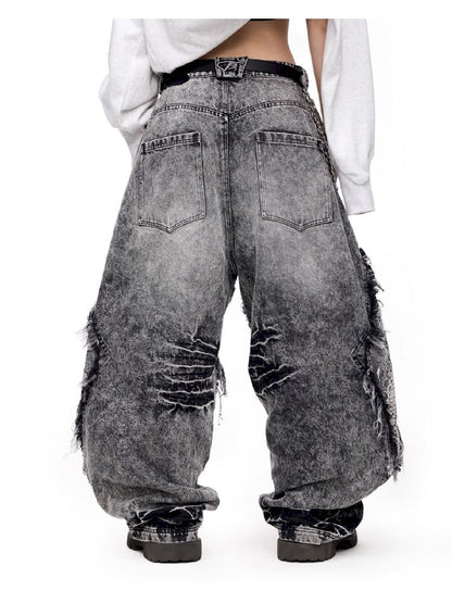 Raw Edge Snake Patchwork Pants【s0000011693】