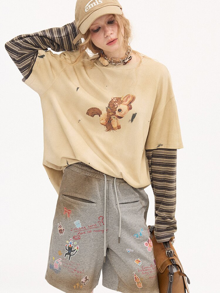 Bloom Patchwork Long Sleeve Tee【s0000015903】