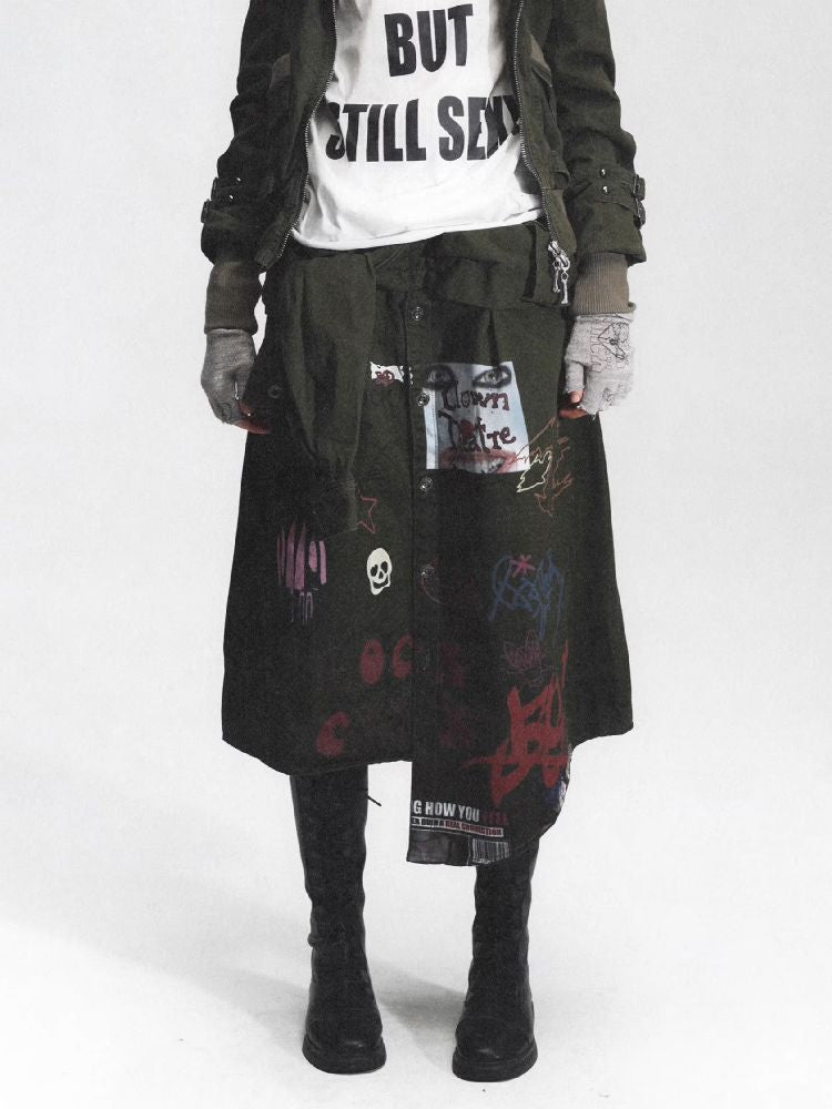 Airbrushed Denim Punk Halter Skirt【s0000011630】