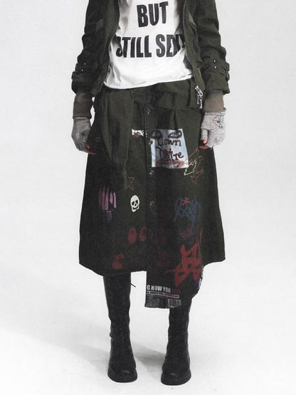 Airbrushed Denim Punk Halter Skirt【s0000011630】