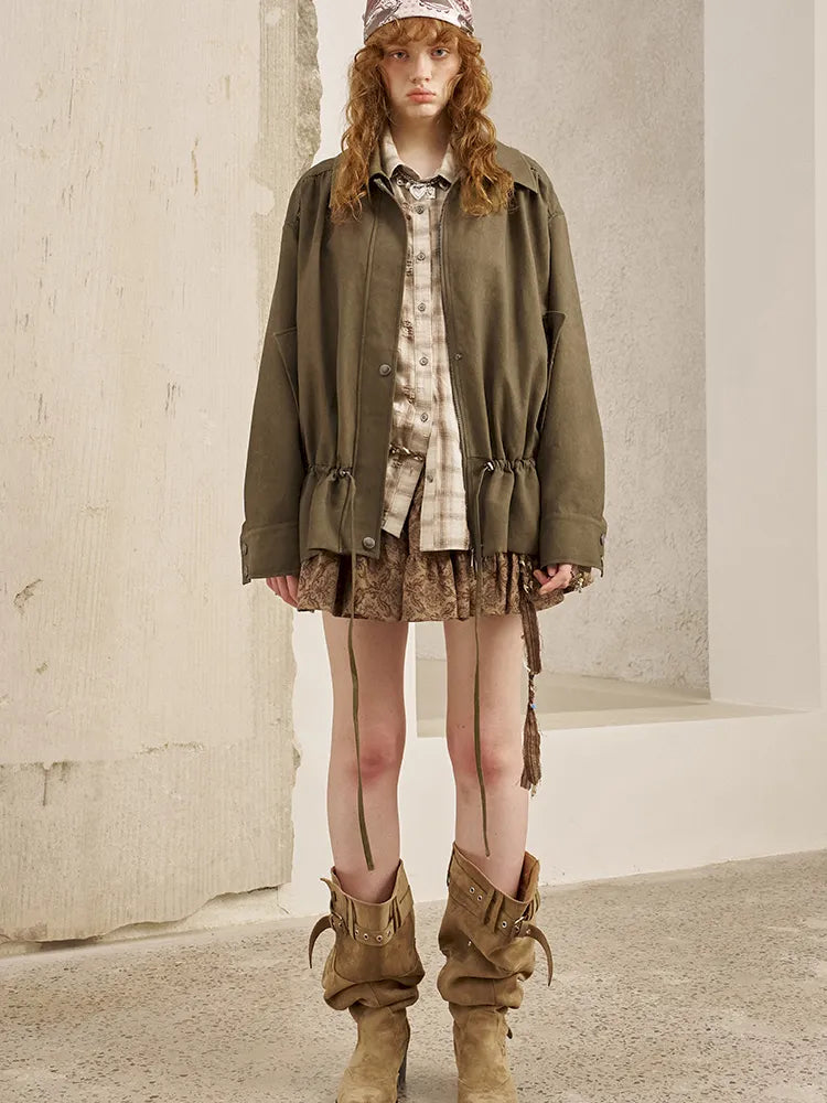 Solid-Color Long-Sleeve Oversized Jacket【s0000014074】