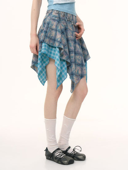 Blue Plaid Half-body Skirt【s0000012249】