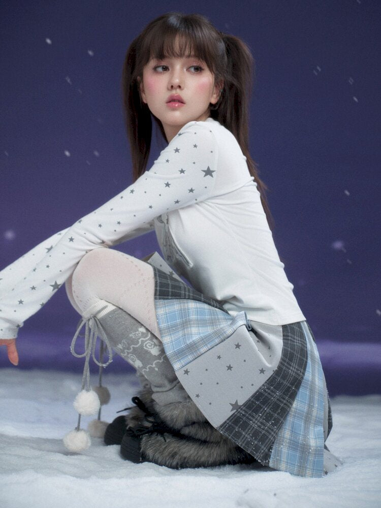 Star Gummy Splicing Pleated Skirt【s0000015438】