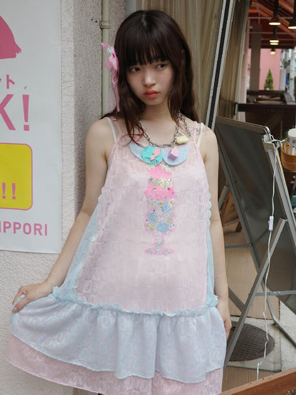 Patchwork Rhinestone Mesh Dress【s0000017759】