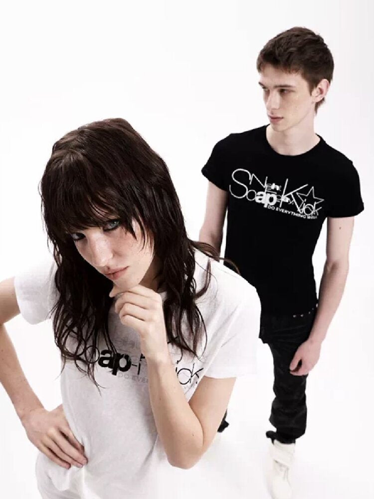 Reflective Silver Printed Slogan Tee【s0000018284】