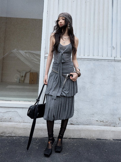 Pleated Drape Balloon Knit Dress【s0000016870】