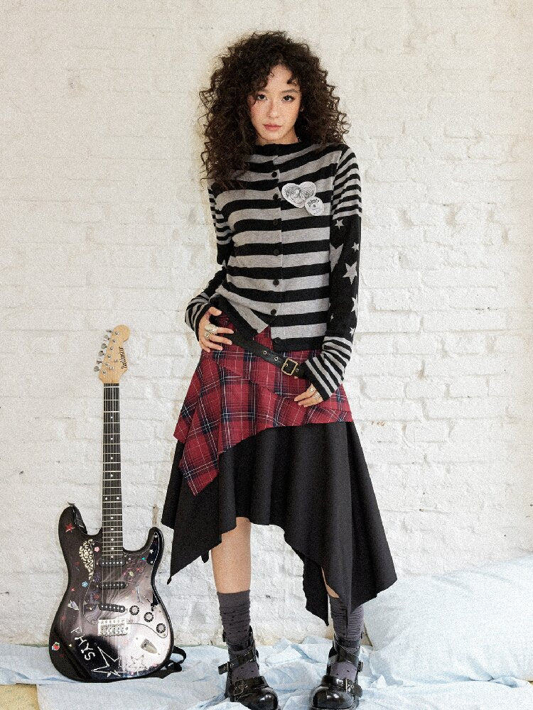 Punk Plaid Patchwork Irregular Skirt【s0000017899】