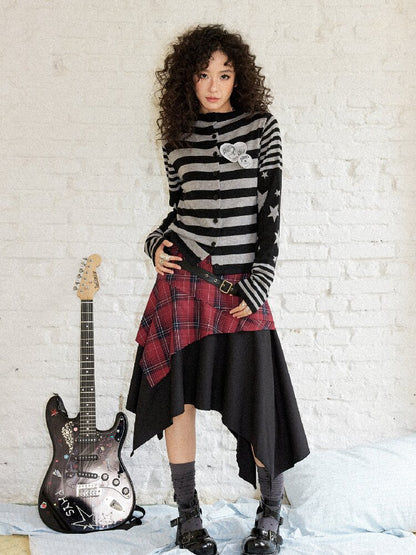 Punk Plaid Patchwork Irregular Skirt【s0000017899】
