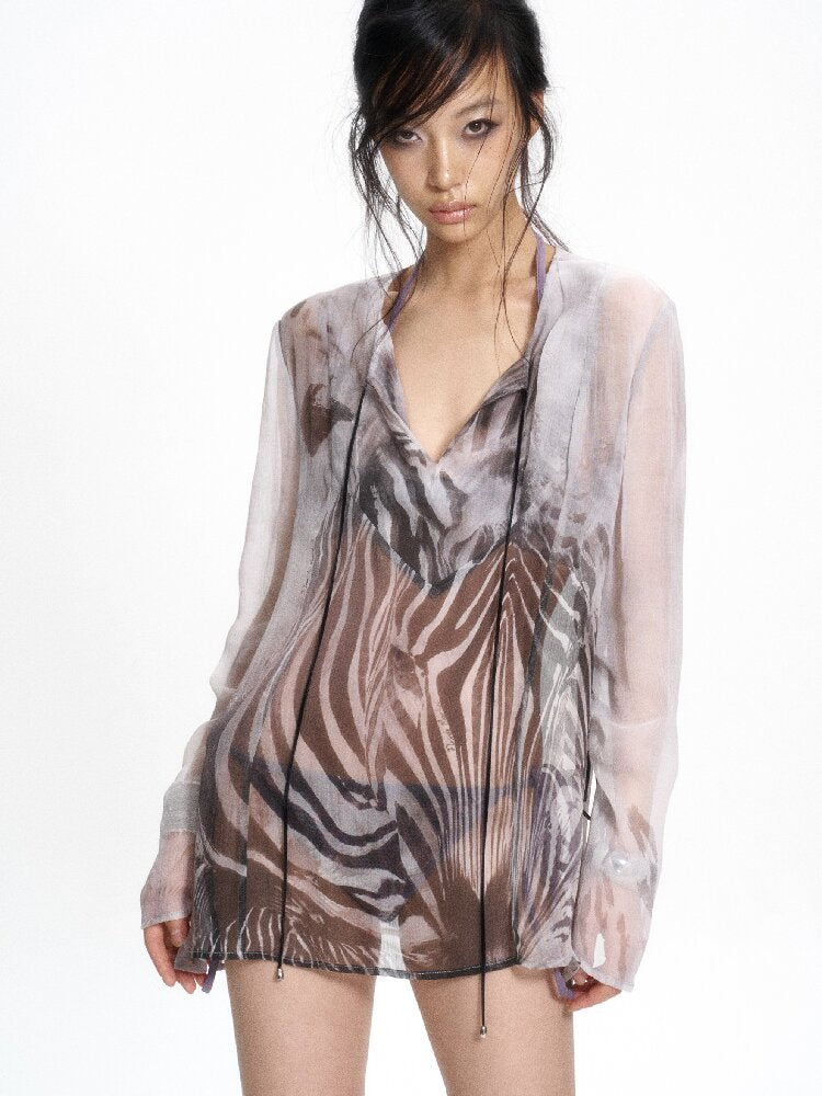 Silk Zebra Wrinkled Long Sleeve Cover【s0000017653】