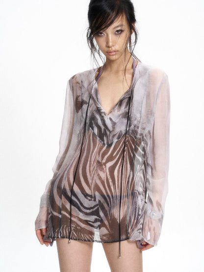 Silk Zebra Wrinkled Long Sleeve Cover【s0000017653】