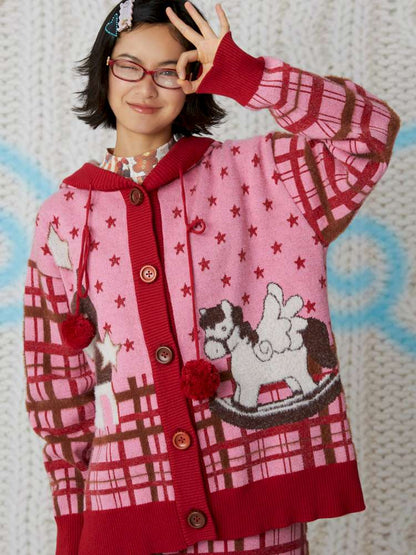 Hooded Horse Cardigan Sweater【s0000015109】