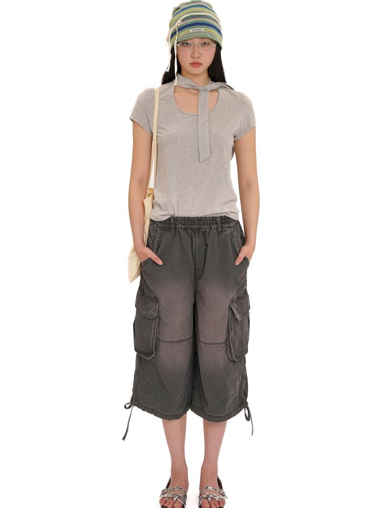 Small scarf short-sleeved tops【s0000013426】