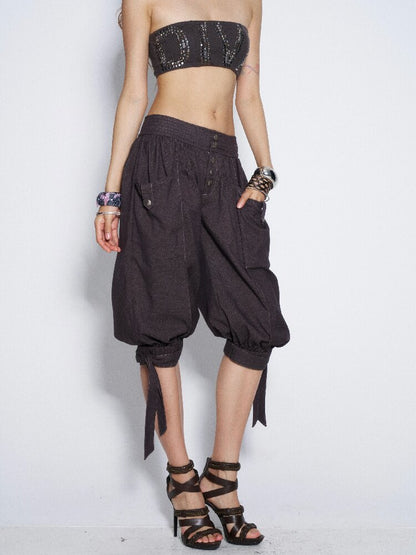 Suit Fabric Lace Up Crop Bloomer【s0000016682】