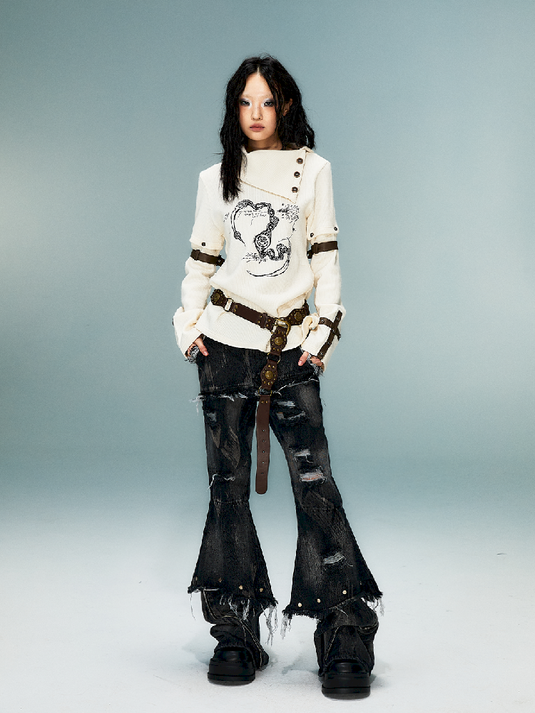 탈착식 긴 슬리브 니트 탑 [S0000011482]