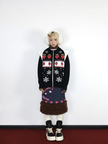 Strawberry Fair Isle Jacquard Sweater【s0000018669】