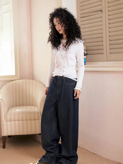 Washed Wide-Leg Long Denim Pants【s0000013991】