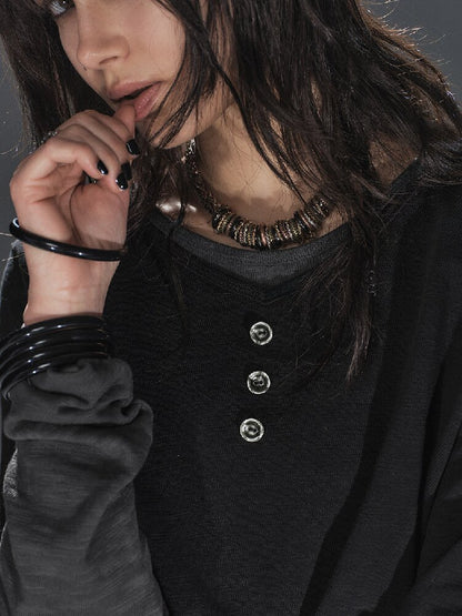 Paneled Punk Long Sleeved T Shirt【s0000016236】