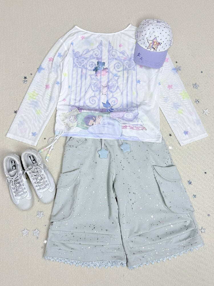 Mesh Long Sleeve Cover-Up T-Shirt【s0000017478】