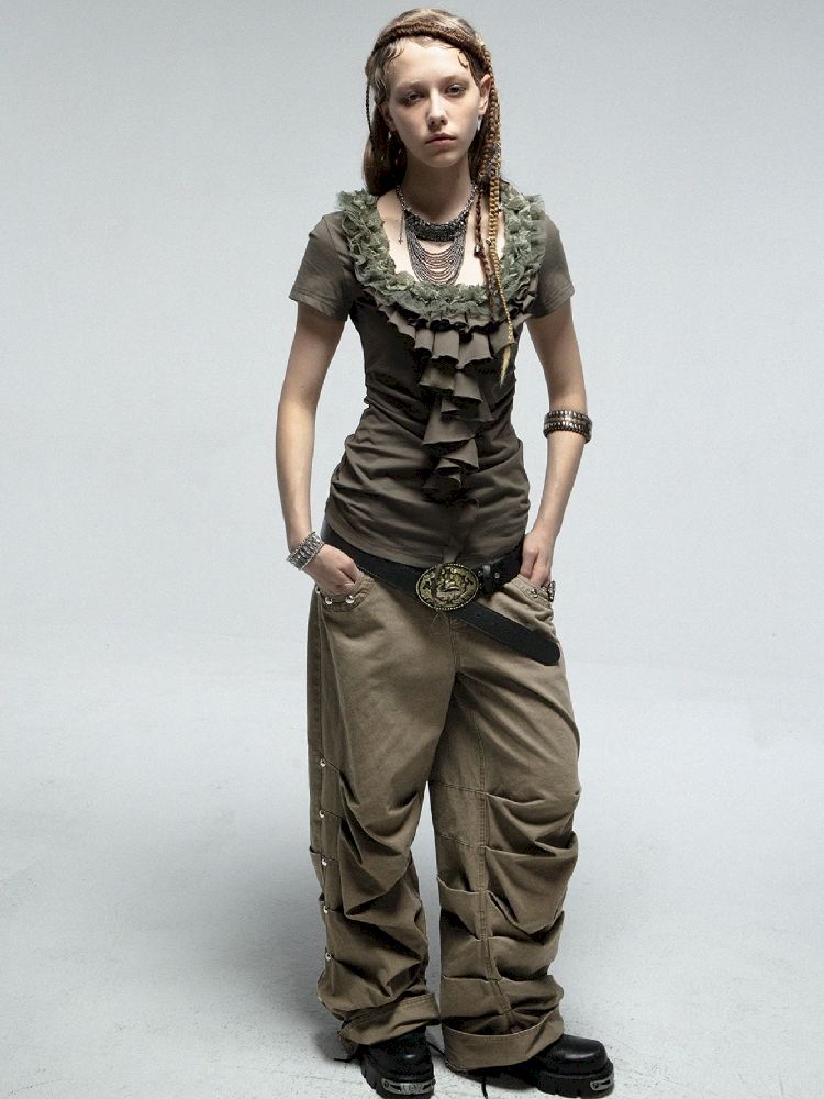 Multi-layer Lace Ruffle Slim T【s0000012213】