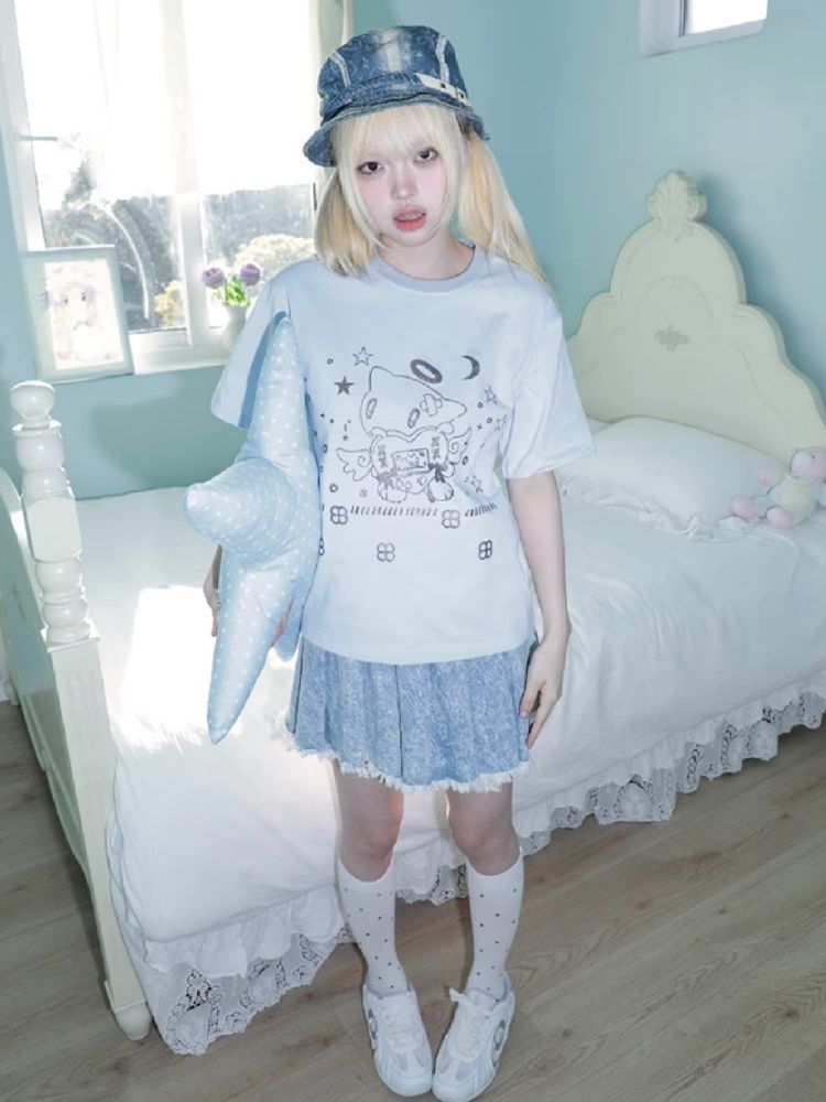 Angel Cat Short Sleeve T-Shirt【s0000012200】