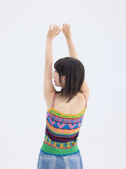 Fair Isle Knitted Suspender Dress【s0000017692】