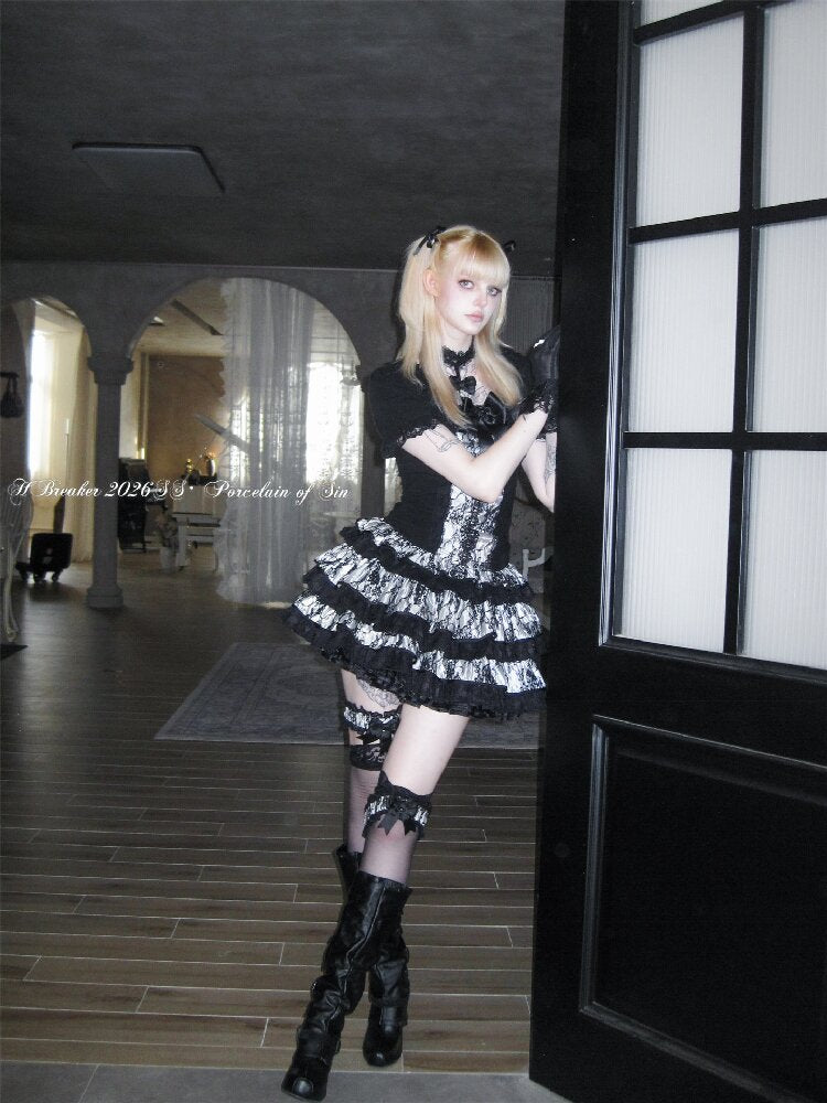 Black Lace Top And Skirt Set【s0000016391】