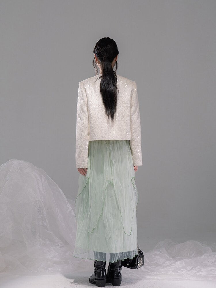 Liubo Gauze Green Irregular Skirt【s0000015738】
