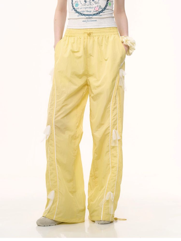 Wide-leg Straight Yellow Sports Casual Pants【s0000012239】