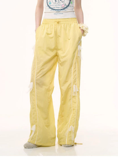 Wide-leg Straight Yellow Sports Casual Pants【s0000012239】