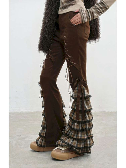 Plaid Strap Vintage Lace Slacks【s0000014832】