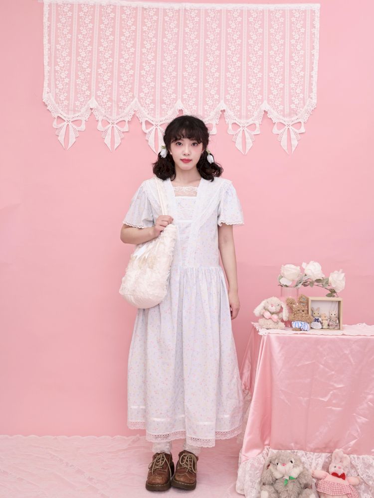 Lace Navy Neck Blue Dress【s0000013495】