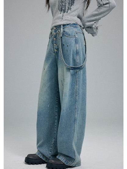 Washed Scratch Wide-Leg Jeans【s0000016255】