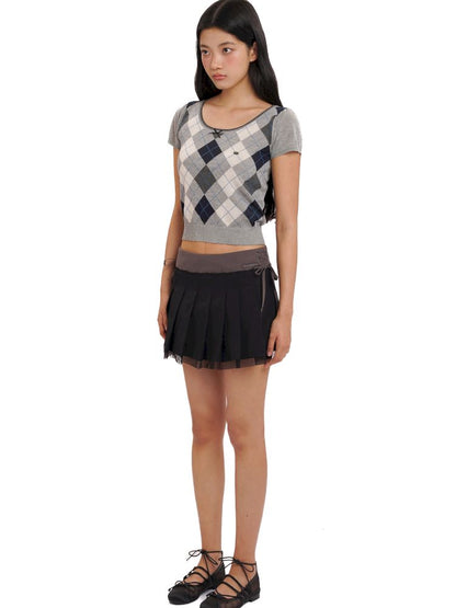 Bubble Sleeve Knit Short Sleeve Top【s0000013461】