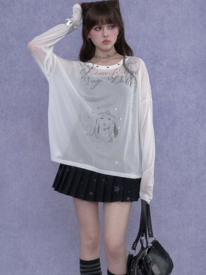 Fighting Spirit Mesh Print Casual T-shirt【s0000017269】