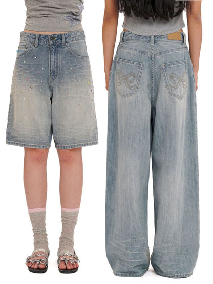Embroidery Cat Whiskers Vintage Denim Trousers【s0000013445】