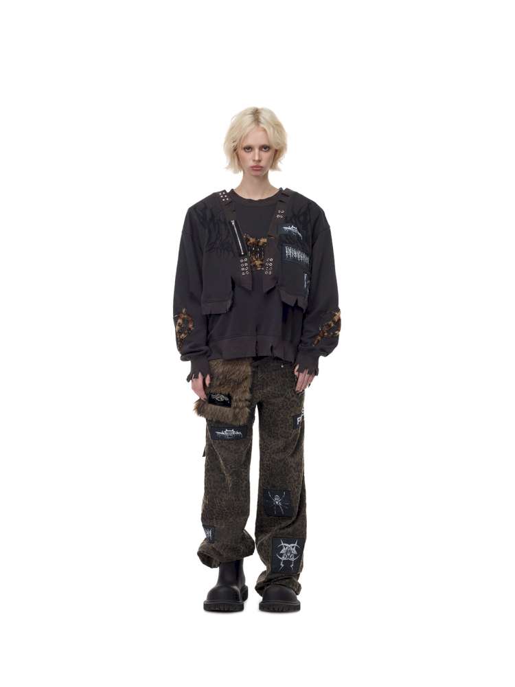 Double Embroidered Leopard Sweatshirt【s0000015121】