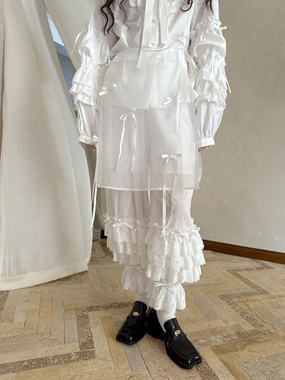 Cute bubble multi-layered lace bows pants【s0000012765】