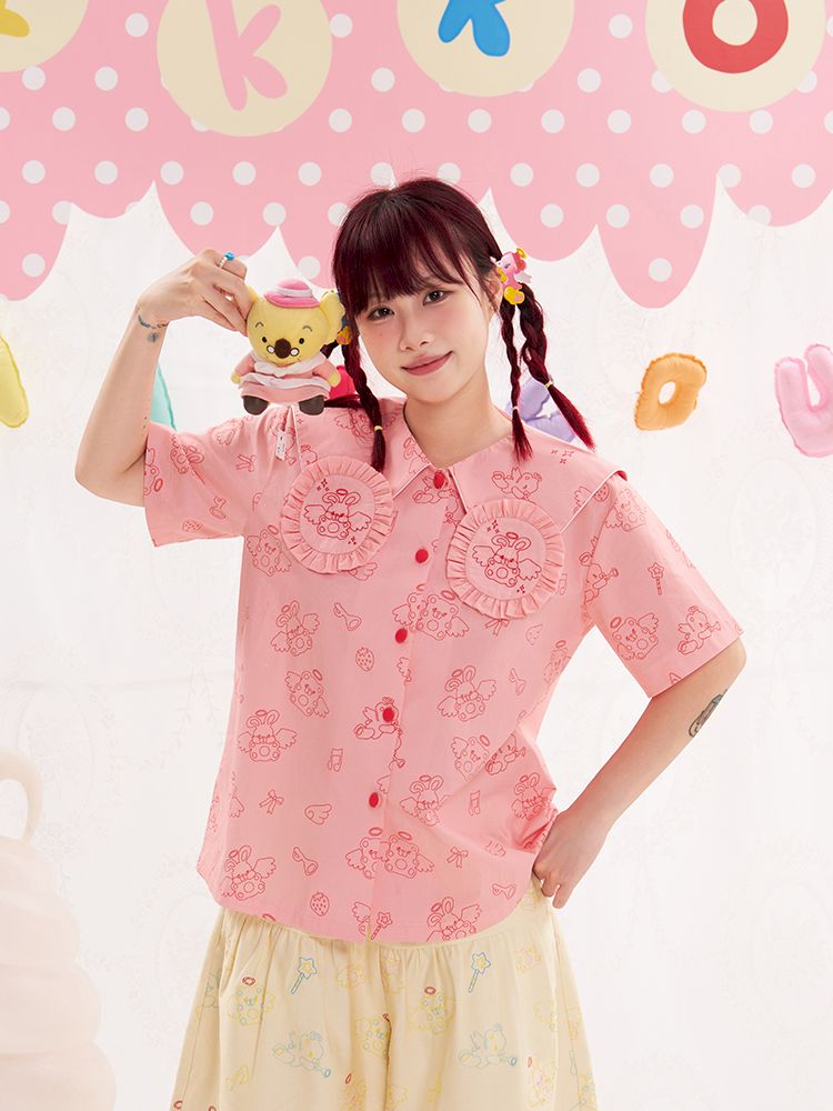 Animal Angel Bunny Collar Pink Shirt【s0000013190】