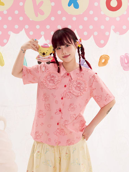 Animal Angel Bunny Collar Pink Shirt【s0000013190】