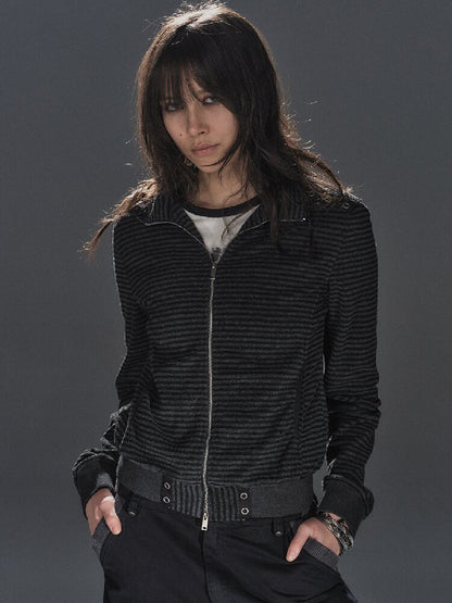 Striped Webbing Fleece Light Jacket【s0000016231】