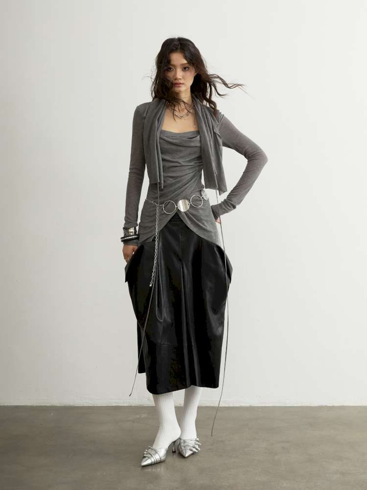 Pleated Sculptural Mock Two Shirt【s0000015191】