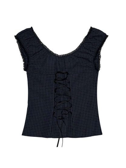 Blue Plaid Polka Dot Long Shirt【s0000014902】