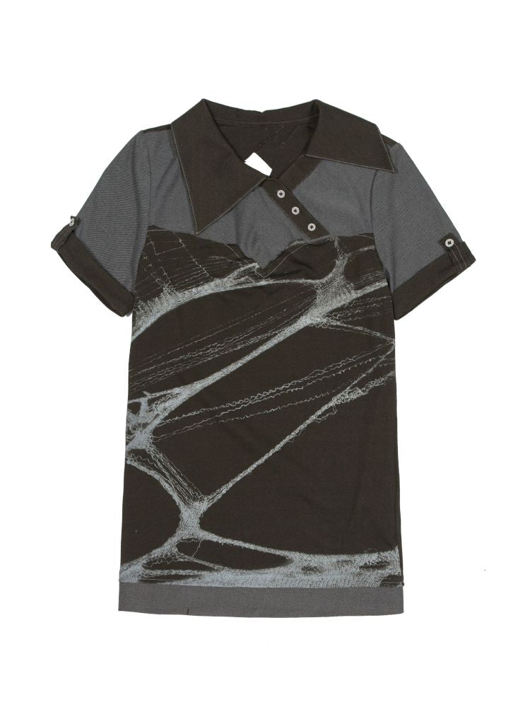 Lapel Short Sleeve Backless t-shirt【s0000012646】