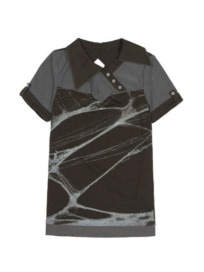 Lapel Short Sleeve Backless t-shirt【s0000012646】