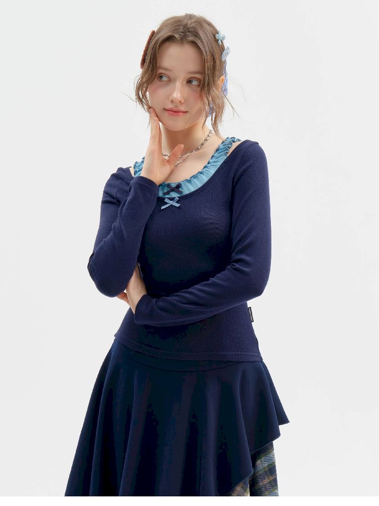 Ballet Style Knitted Bottom Shirt【s0000011508】