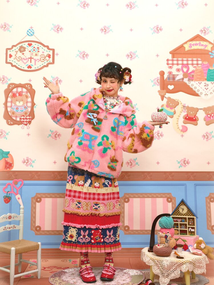 Pink Polar Fleece Lambswool Jacket【s0000015565】