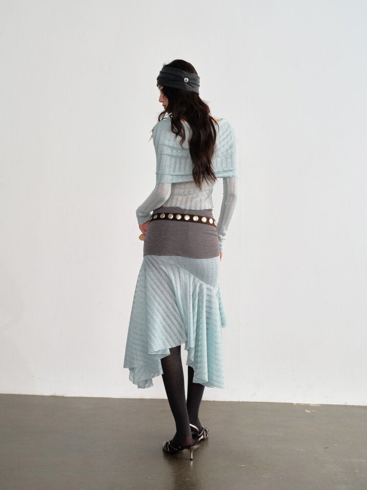 Mint Translucent Swing Collar Skirt【s0000015698】