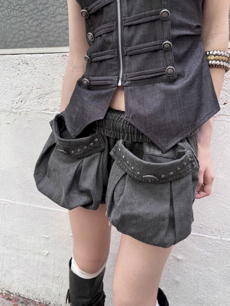 Washed Cotton Mid-Rise Shorts【s0000012834】